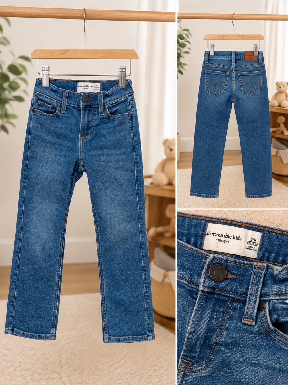 abercrombie kids Classic Straight Jeans in Medium Blue